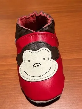 Robeez | Shoes | Robeez Red Baby Moccasins With Monkey Face Appliques ...